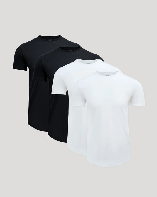 Pima‑t‑skjorte med rund hals og buet kant (4-pakning)