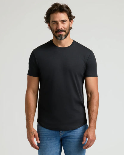 Pima‑t‑skjorte med rund hals og buet kant