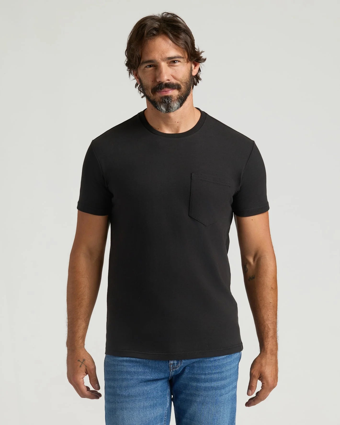 Tung T‑skjorte med rund hals og lomme (6-pakning)