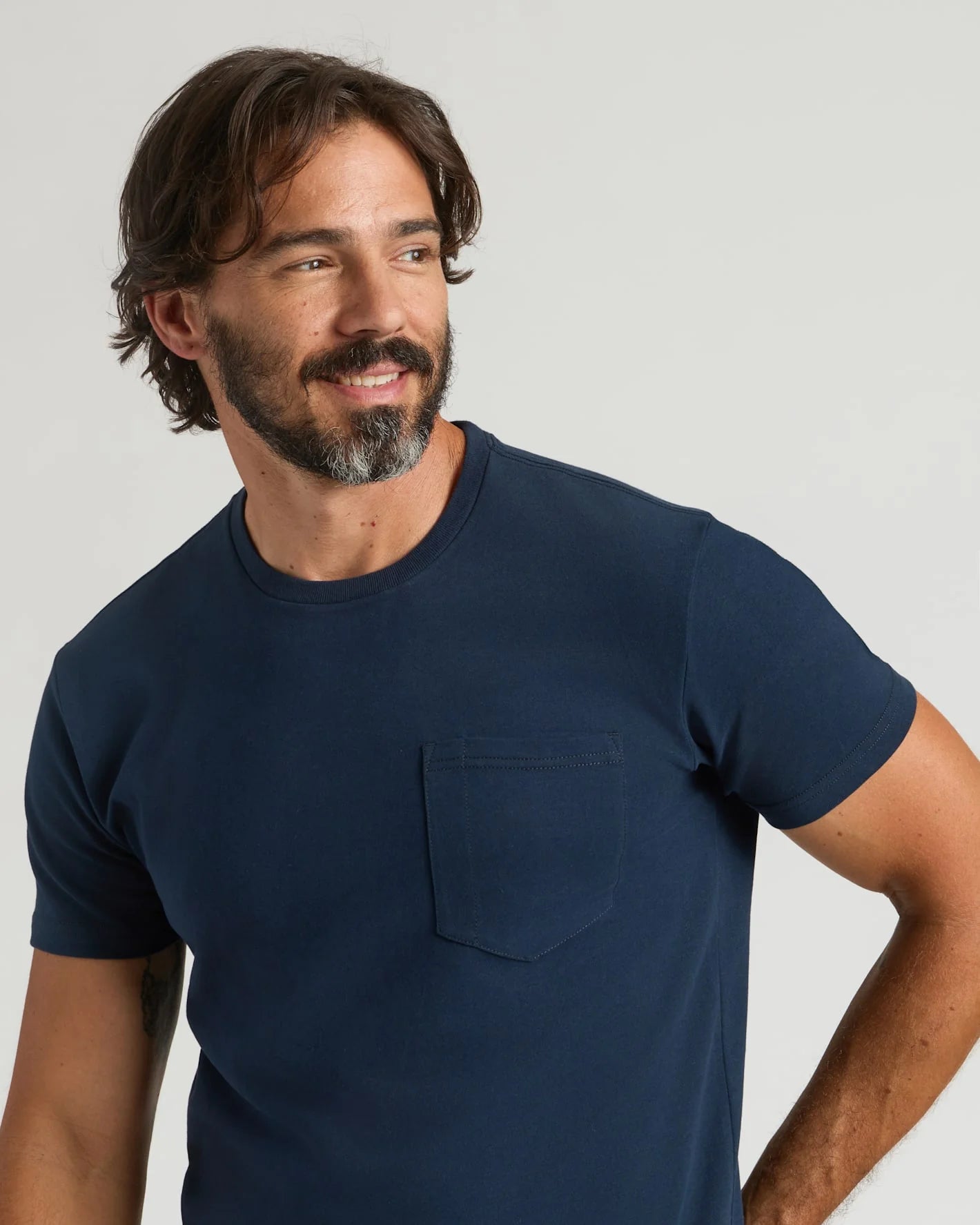 Tung T‑skjorte med rund hals og lomme (6-pakning)