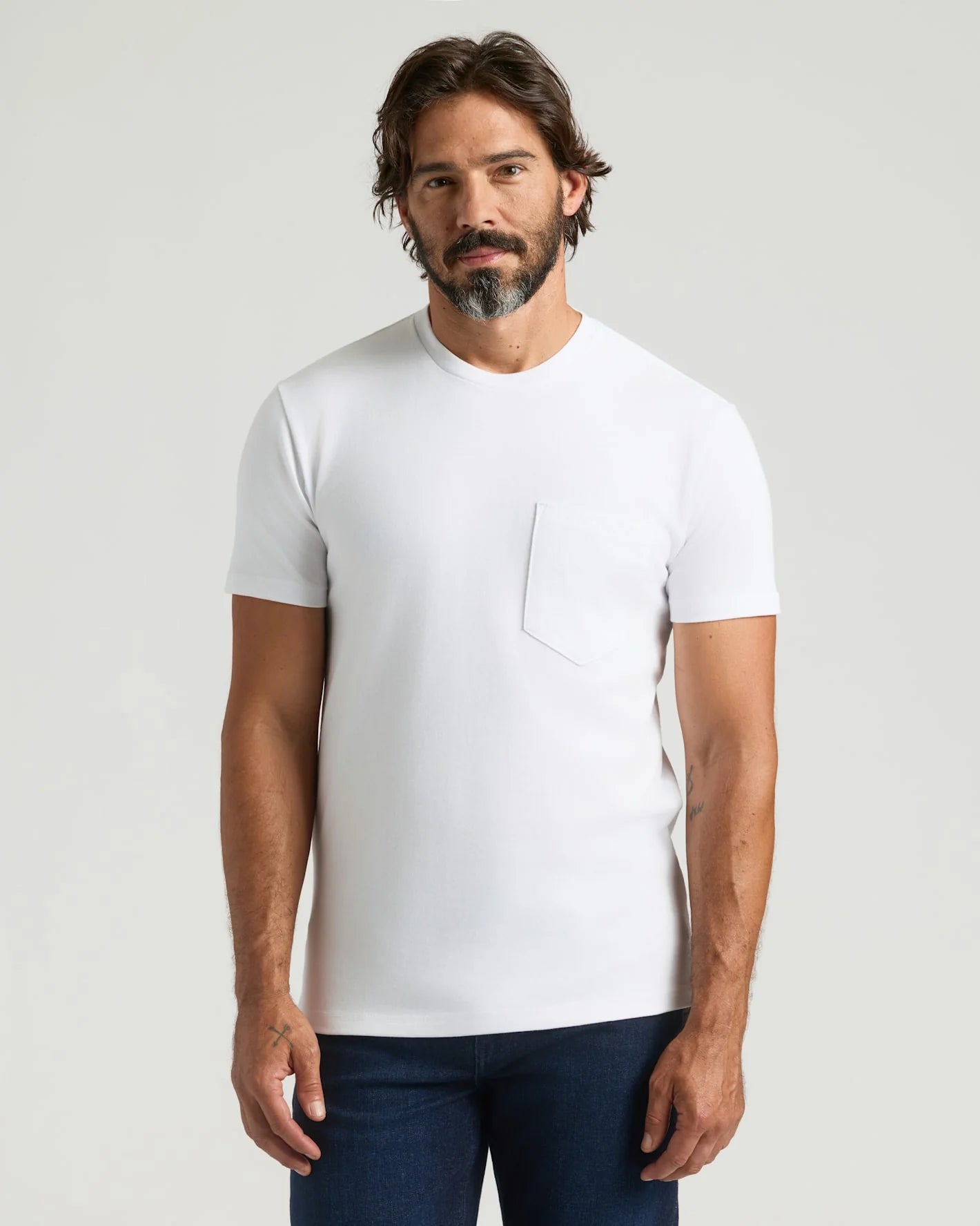 Tung T‑skjorte med rund hals og lomme (6-pakning)